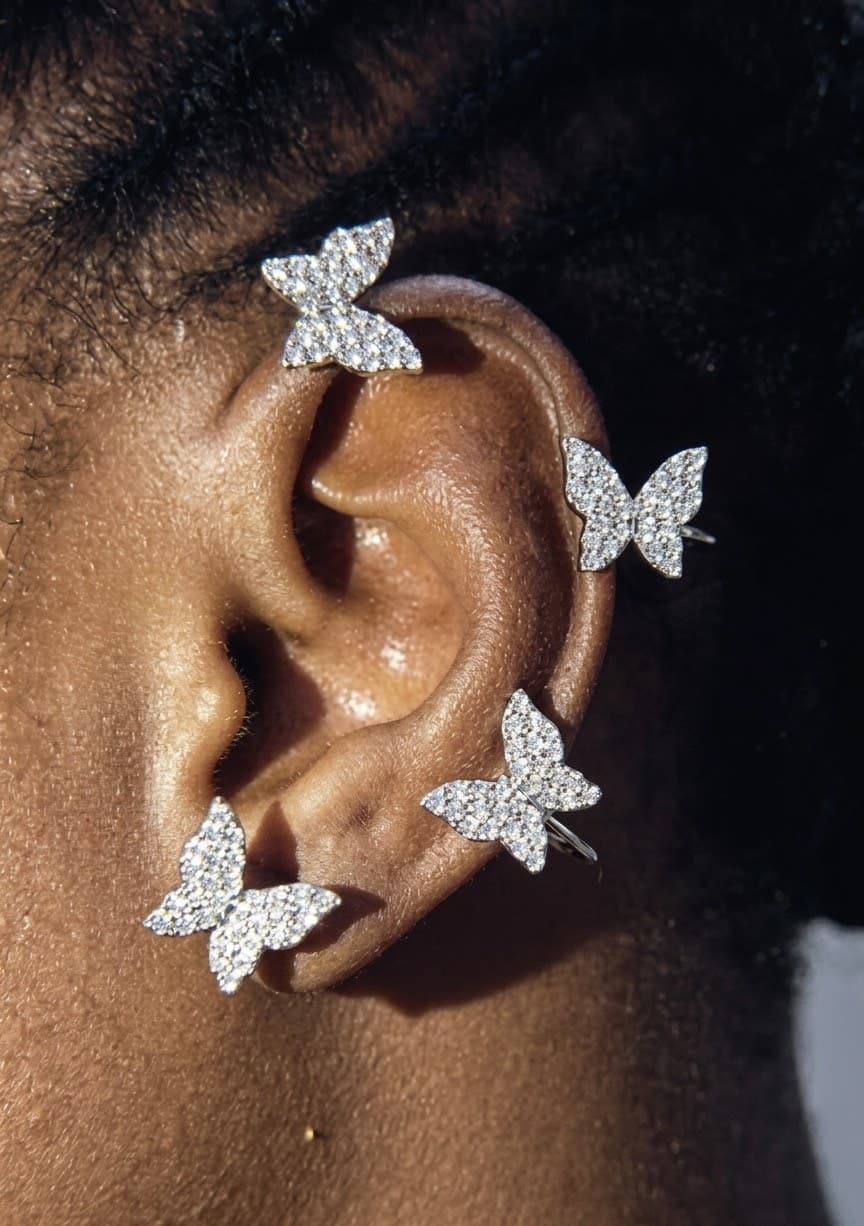 Silver ear cuff