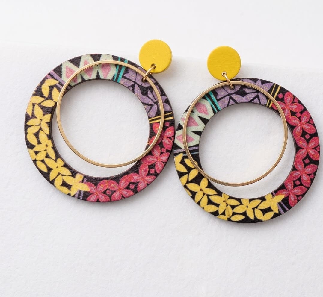 Wooden statement earrings