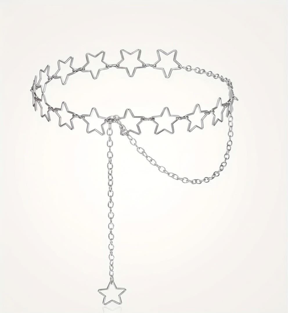 Silver star waist chain